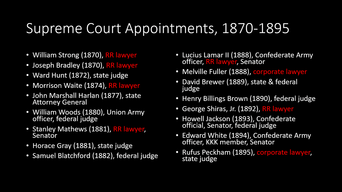  @kewhittington tells us about the late 19th C Populists “threatening radical reform of the Court,” but doesn’t tell us that the Court’s composition looked like this