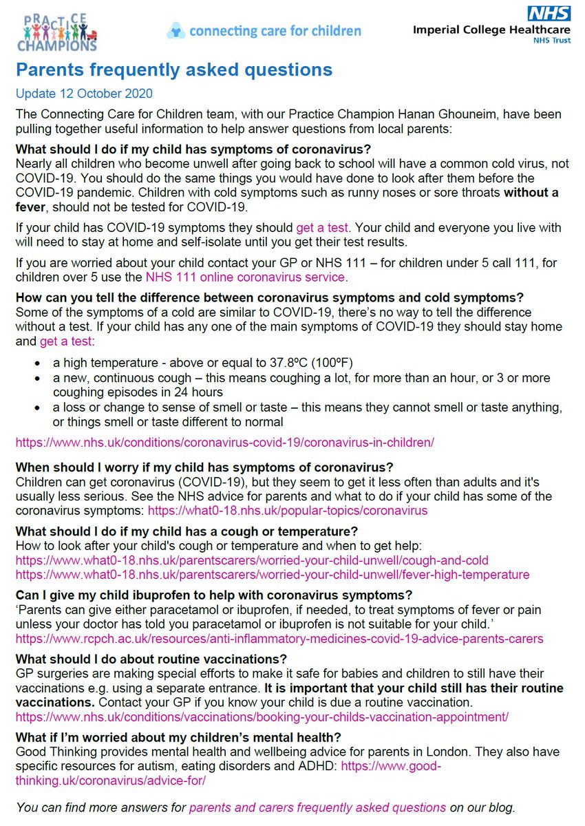 If you are looking for something to share with parents with advice on what to do if your child is unwell  @Health_2gether and  @RCPCH created an advice sheet and some FAQs7/n
