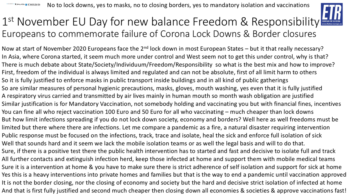 GunterFehlinger's tweet photo. @sebastiankurz @EU_Commission @vonderleyen Sadly we do not have the right mix between freedom and responsibility in this Corona crisis. @SKyriakidesEU
#Lockdowns are most expensive form and only serve to cover the failure of our state to #TrackTraceIsolate which is by far the most effective way to reduce infections! https://t.co/oQ69IwgCf5