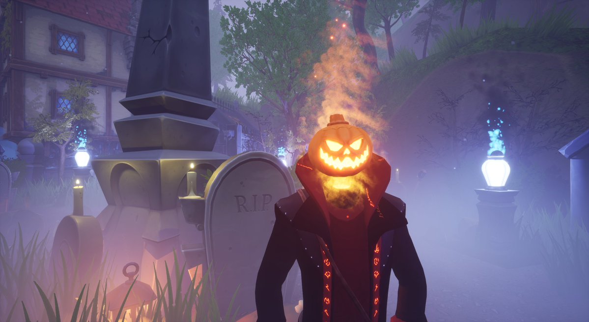 eville_game's tweet photo. The Eville team wishes you a spooky halloween. Let's just hope you're safe .. Something creepy just woke up in Eville's graveyard. 🎃

#screenshotsaturday #Halloween2020 #spoopy #gamedev #indiegame #indiegamedev https://t.co/XFRp39Eoiu