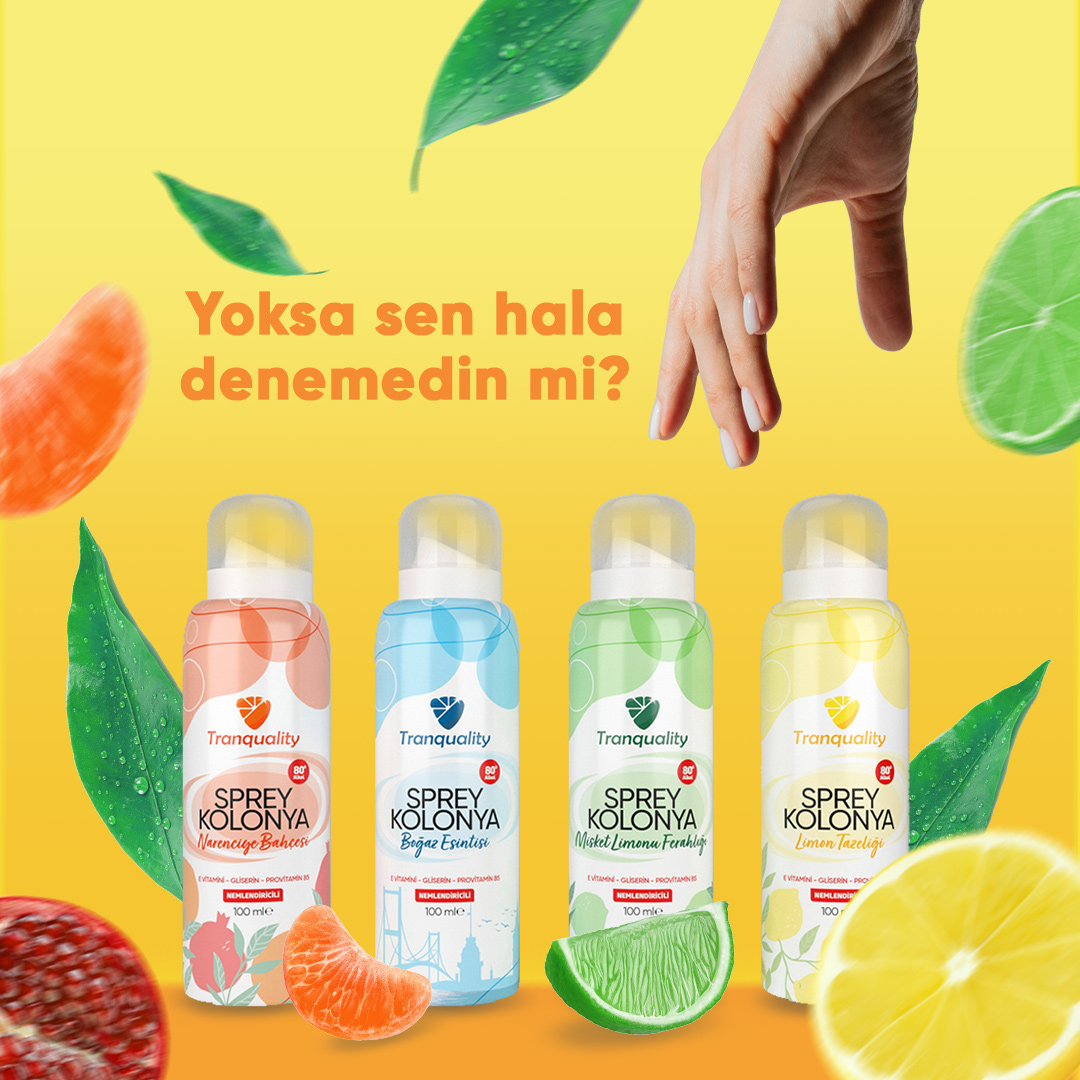 Sprey kutusunda olması sebebiyle Tranquality çok kullanışlı. Sen de dene ve yorumlarını bizimle paylaş!
#cildedostkolonya #yeninesilkolonya #spreykolonya