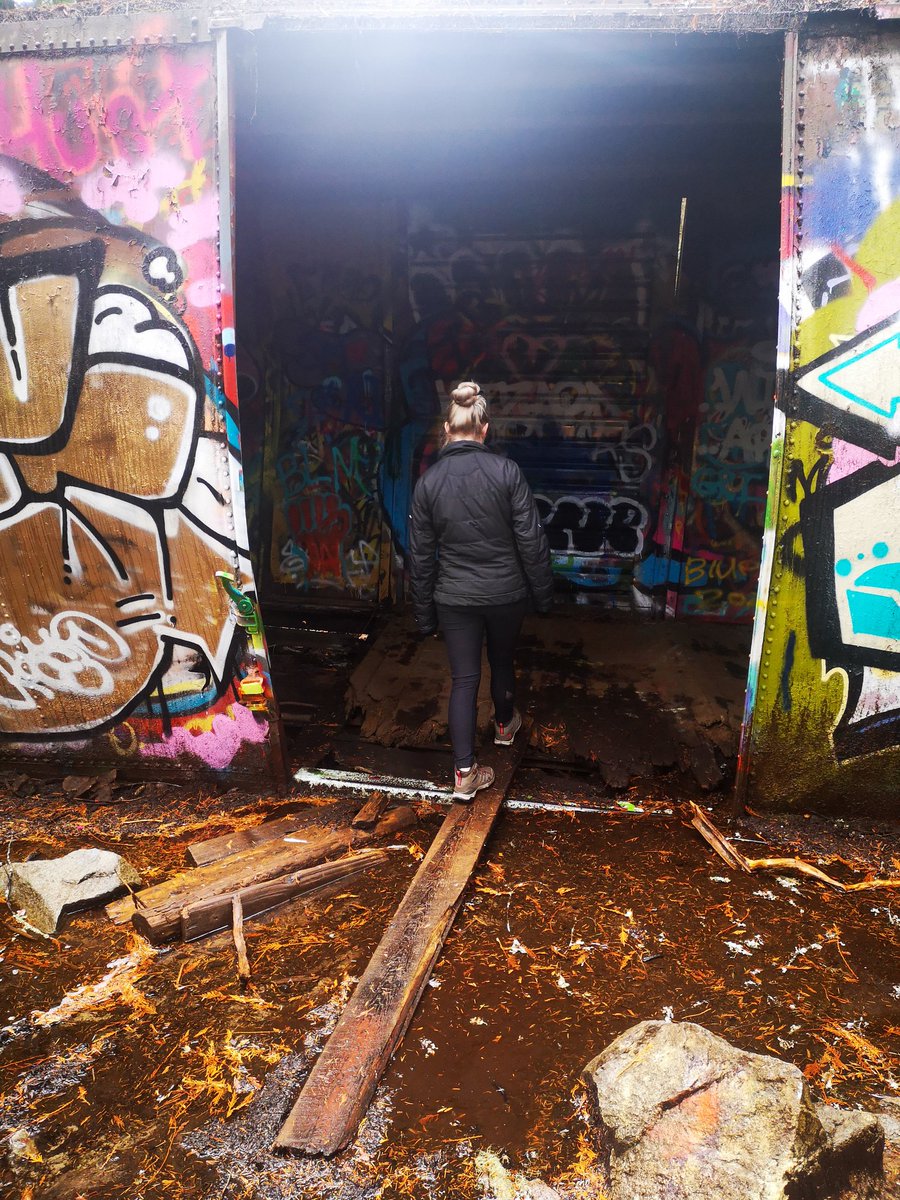 BudgetBreakBlog's tweet image. #HappyHalloween2020! We are exploring the spooky train wreck trail in #Whistler, BC. Seven box cars have laid in the forest since a crash in 1956. It used to be illegal and dangerous to visit here, but now there is a well maintained 1 km trail to the site. #travelblogger