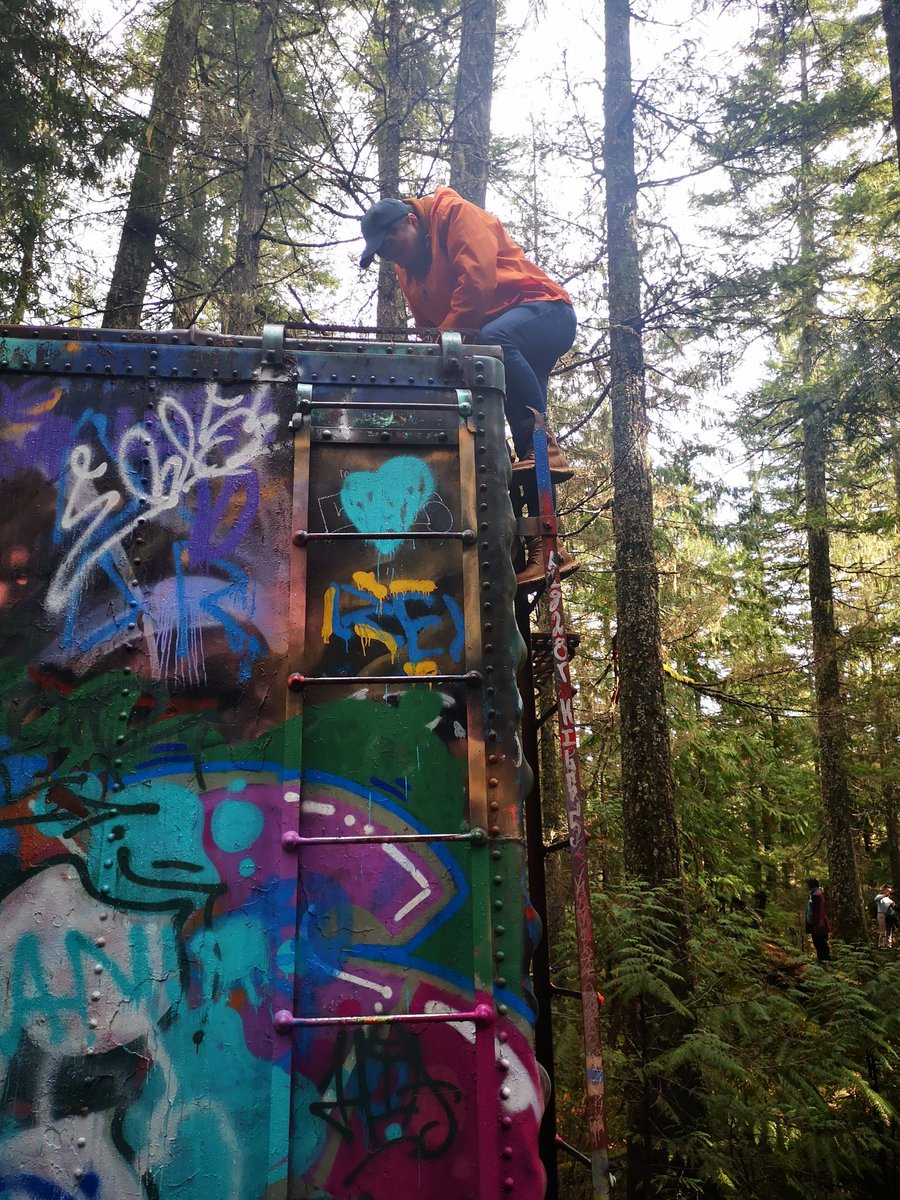 BudgetBreakBlog's tweet image. #HappyHalloween2020! We are exploring the spooky train wreck trail in #Whistler, BC. Seven box cars have laid in the forest since a crash in 1956. It used to be illegal and dangerous to visit here, but now there is a well maintained 1 km trail to the site. #travelblogger