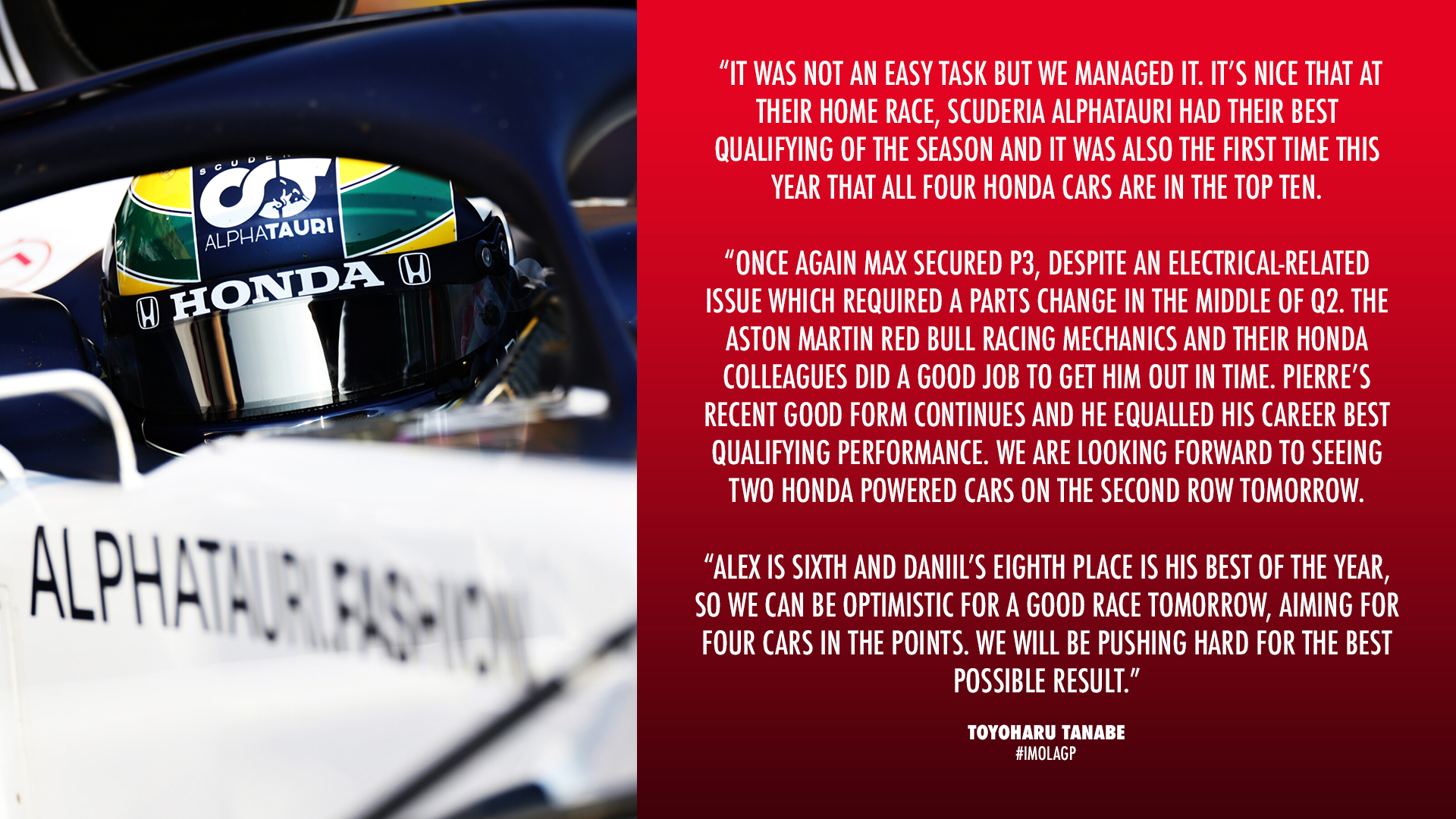 Honda Racing F1 This Was A Busy And Exciting Day With The New Weekend Format Having To Prepare For Qualifying And The Race In Just 90 Minutes Toyoharu Tanabe