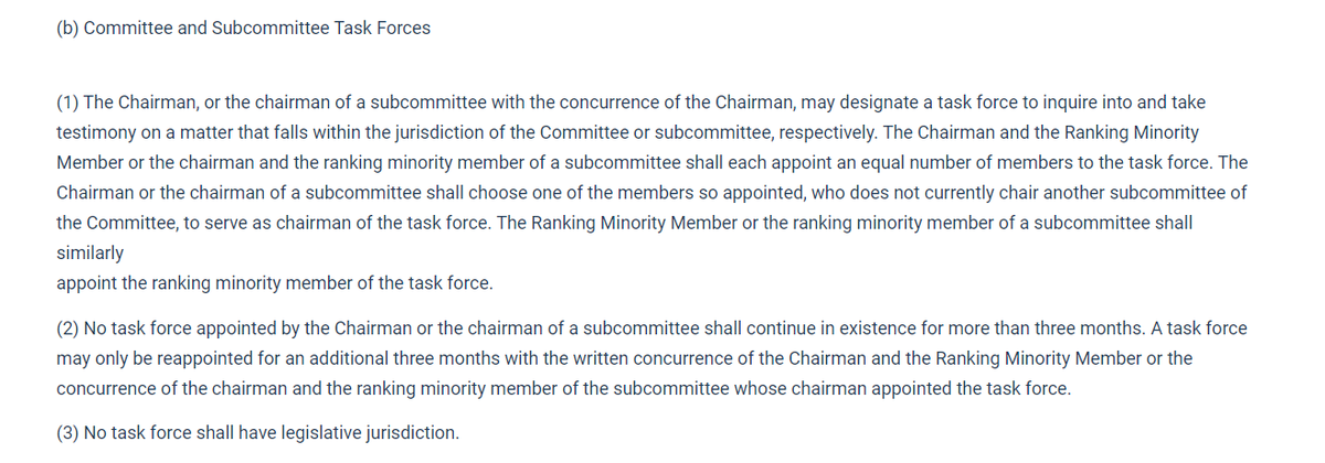 6/7) HASC rules permit the chairman (Rep. Adam Smith, D-Wa.) to appoint limited-time task forces for specific purposes, with membership equally divided between the parties; the Future of Defense Task Force was such an entity. In preparing its report, it received many briefings.