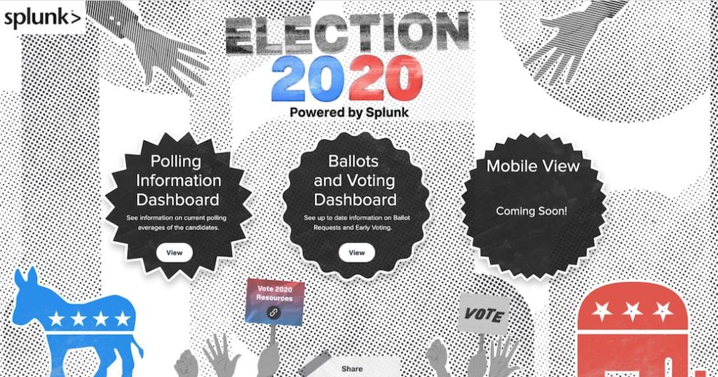 SplunkGov's tweet image. Have you seen #SplunkForGood’s election dashboards yet? Explore the latest #2020Election patterns and trends from nonpartisan polling and early voting data right here: splk.it/3e8hw0F