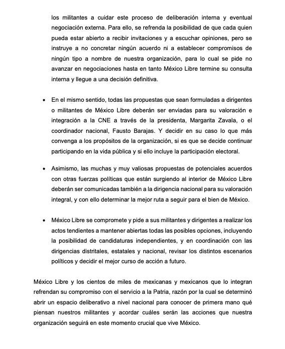 🚨 Información importante 🚨 México Libre abierto a todas las posibles opciones #Comunicado