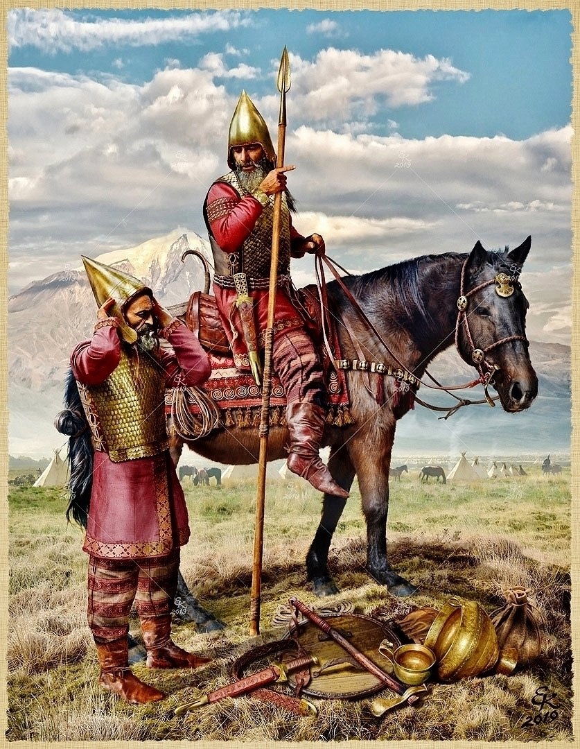 Maeotian warrior from the Kuban river region, IIIrd - IInd C. BCCimmerians during the invasion campaign into the Kingdoms of Phrygia, Colchis, Urartu, subject to the Neo-Assyrian Empire, and Neo-Assyrian Empire itself. North Caucasus, VIIIth - VIIth C. BC