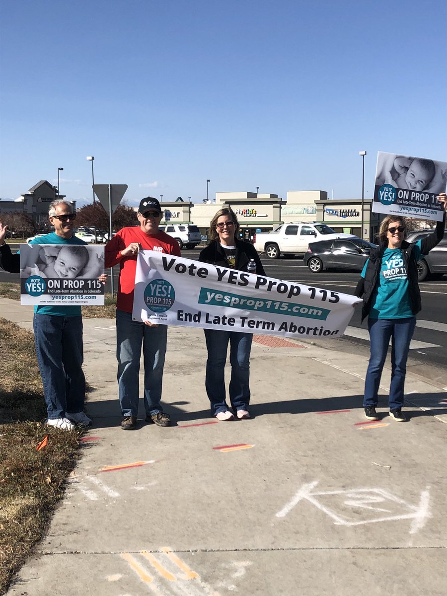 Yeson115's tweet photo. #yesprop115 Belmar Honk & Wave this morning. More than 20 volunteers covered all 4 corners. Enthusiasm is high. Let’s save babies! https://t.co/BsuaCMOQy1