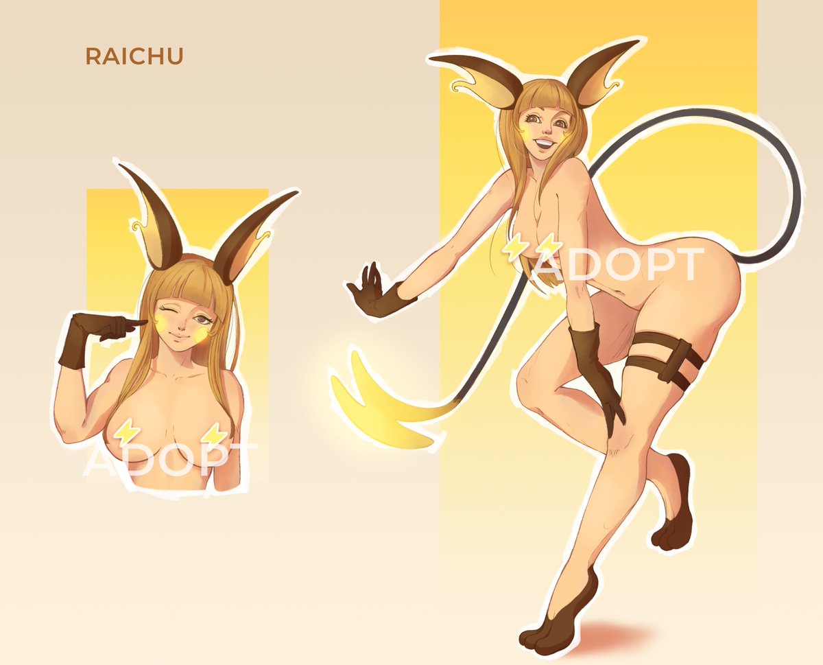 DAliena_art's tweet photo. I have this cutie Raichu for adoption ⚡️⚡️⚡️
https://t.co/Iwnj50tQlf

#pokemongirl #raichu #ych https://t.co/AvumlQN3qT