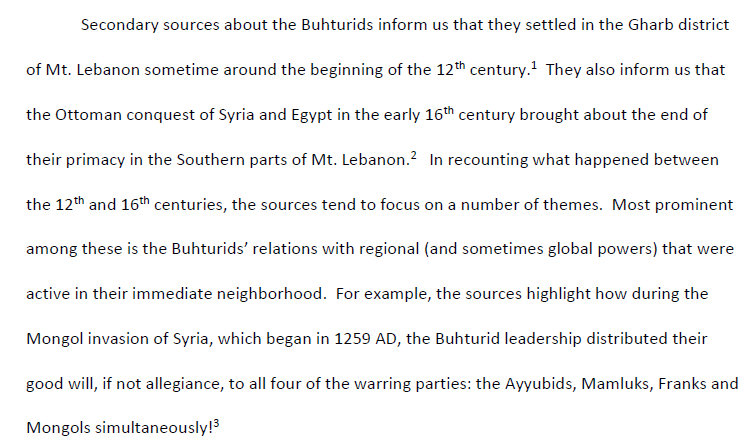 The first  #Druze emirate of Mt. Lebanon came to being in the 12th century and lost power by the 16th. The Tanukhi emirate preceded the Ma'nis. Unlike its successor, which lasted merely 5 generations, 14 generations of Buhturid emirs ruled the Tanukhi emirate before its demise.
