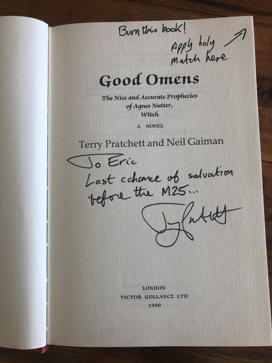 I'm sure I was in the line for at least half an hour, and that was a couple of hours into the event, but when I got to the front he smiled, said very kind things, asked me my name, and wrote this in the front of the book: