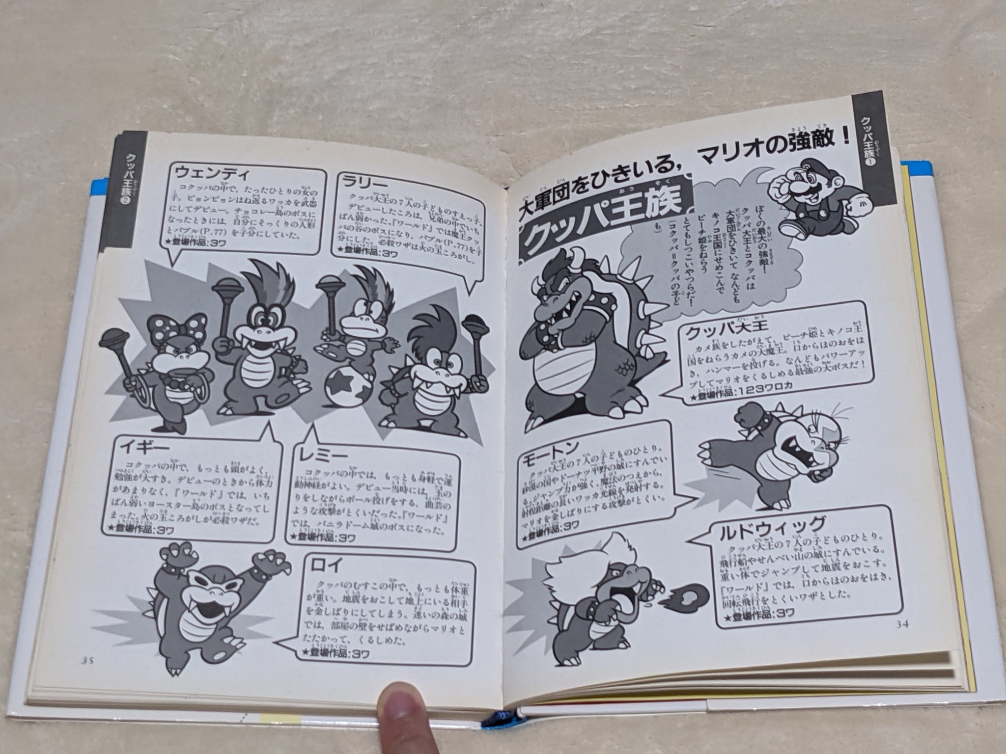 モギィ 最後に スーパーマリオ大図鑑 スーファミのマリオは大体網羅している ゲームの紹介は殆ど無く ほぼ全ページキャラクターの紹介 ファミコンやスーファミ時代のマリオイラストが好きな人にはめっぽう嬉しい内容となっている マリオの図鑑は色々