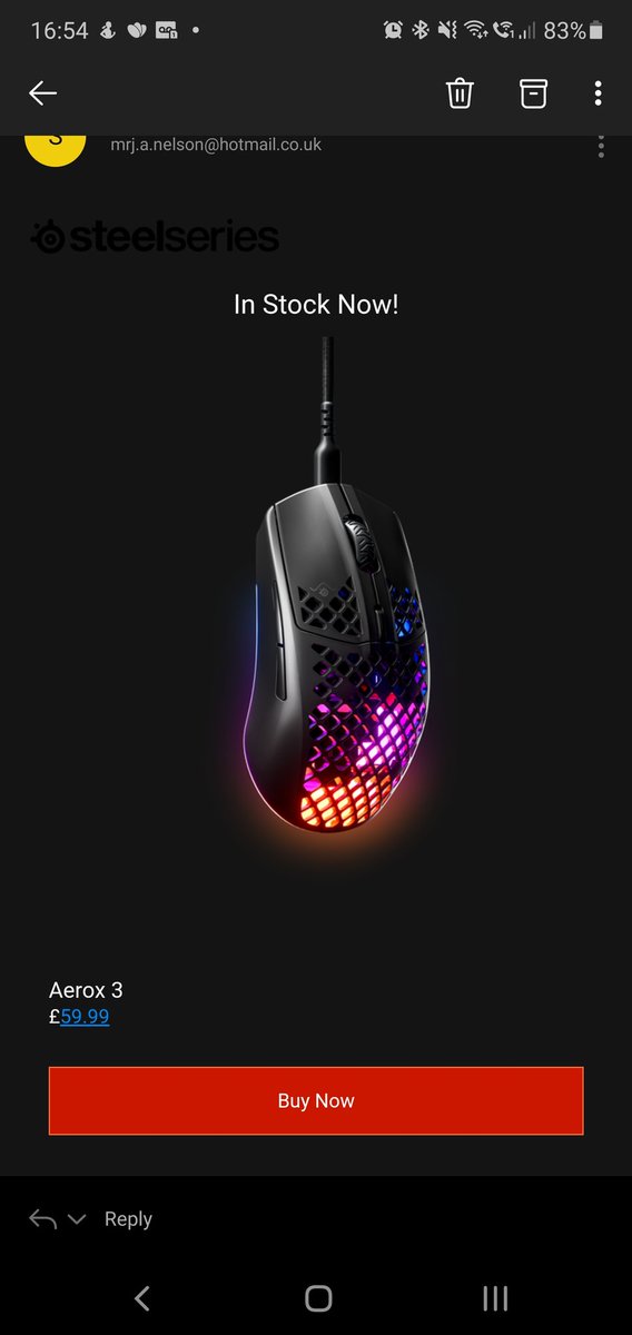 JakeeStarrMann's tweet photo. @SteelSeriesUK I just got an email.... did this sell out instantly or something? https://t.co/VAxEsb736n