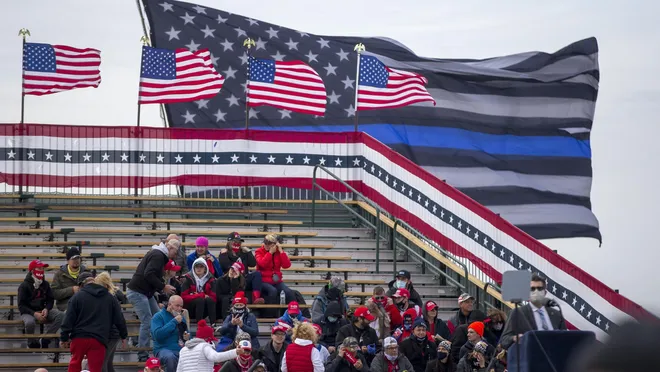 Has any other campaign in American history had so much unique symbology? The thin blue line, the red MAGA hat and its variants. All symbols which promote in-group (R) coherence, walling them off from the out-group (D)