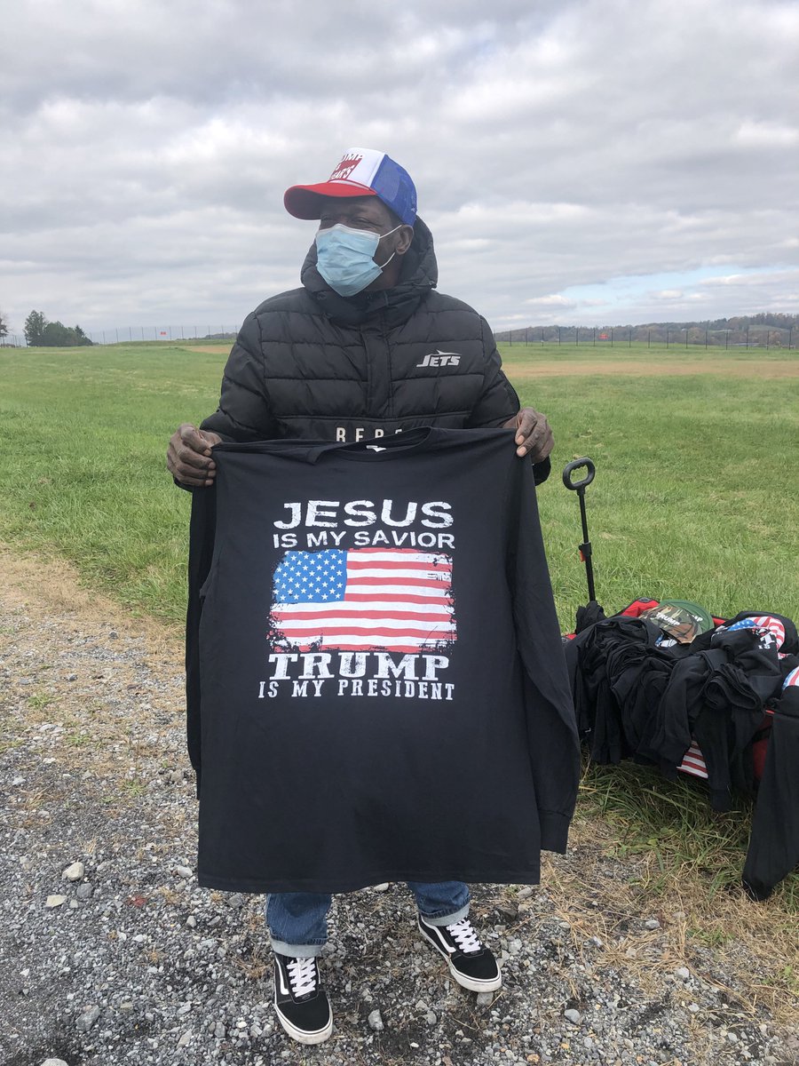 Merch for sale on the way to 1 of 4 Trump rallies today in Pennsylvania.  https://www.usatoday.com/story/news/politics/elections/2020/10/31/trump-biden-barnstorm-pennsylvania-final-campaign-weekend/3748851001/