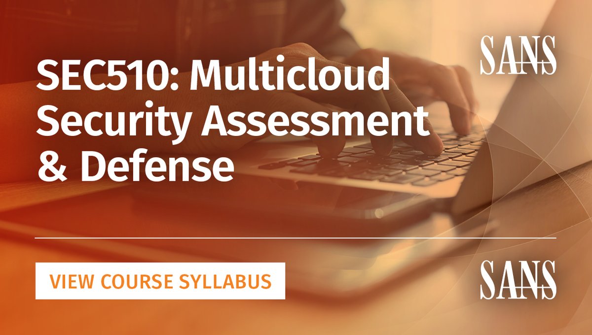 SANSCloudSec's tweet photo. Don't let #multicloud spook you! Let @SANSInstitute | @BrandonMaxEvans | @emjohn20 help you out with their smashing new hit course #SEC510 #multicloudsecurity #cloudsecurity

Learn more and register here: https://t.co/yj5UGW0S3a https://t.co/eQ6fVBs57E