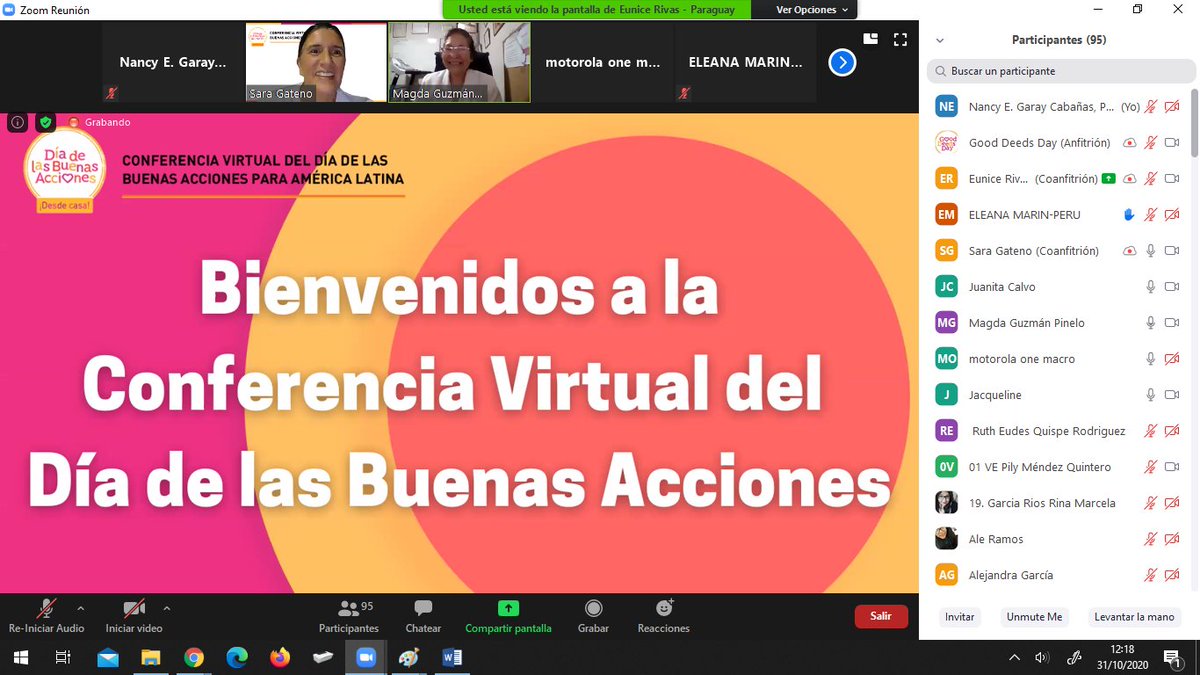 VEP_Paraguay's tweet photo. 🙌¡Presentes! 🇵🇾 

📍Junto a 20 países de Latinoamericana en la Conferencia Virtual la "Ruta de la Resiliencia: Buenas Acciones siempre"

🏡#DesdeCasa #DíadelasBuenasAcciones https://t.co/HKjYsxOyzb