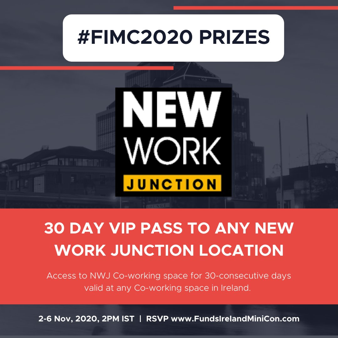 FIMCupdates's tweet photo. Tons of awesome prizes to be given away during the #FIMC2020!

Don't miss out on the chance to win VIP passes to any New Work Junction location! See you on Monday!

Excited? RSVP at https://t.co/SrkCgBwF8Y

#FIMC2020 #FIMC #FundsIrelandMiniCon2020 #CP86 #CP86Solutions https://t.co/lhVYT26ggB