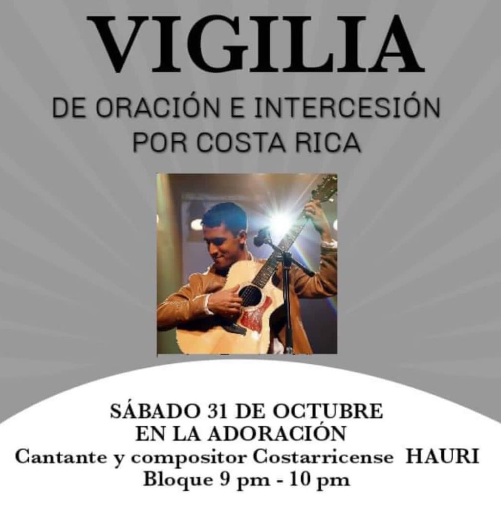 Amigos, nos gustaría mucho que nos acompañen esta noche, y así podamos unirnos en un tiempo de vigilia y oración por Costa Rica 🙌🏻🇨🇷