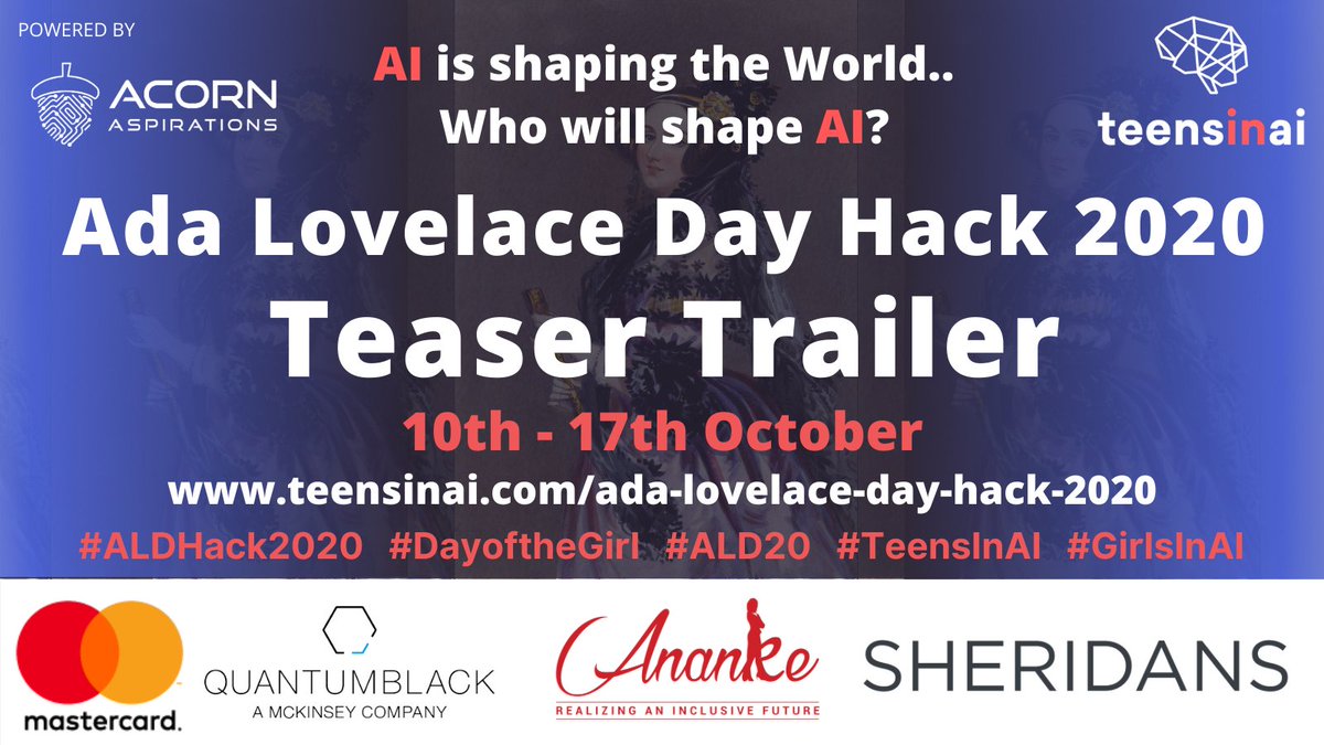 TeensInAI's tweet photo. Check out the Teaser Trailer for our #ALDHack2020!
Watch it here on our YouTube Channel:
https://t.co/GDHNAbZrv2
#TeensInAI2020 #AIforGood #TeensInAI
@TeensInAI @elena_sinel @catblaikie https://t.co/of2wp51Hqs