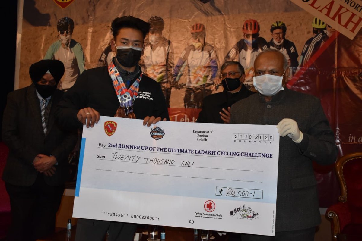 DGP_Ladakh's tweet photo. Son of soil Sonam Nurbu  competed with Professional national level riders and bagged two bronze &amp; a sliver medal .
Honourable  Governed &amp; IGP Ladakh  police encourages more youngsters to be part of such adventurous eco friendly  sports . https://t.co/TehglnIExo