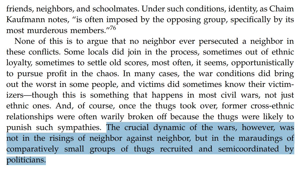 And since ethnicity in the case of Bosnia (and Rwanda) functioned primarily as an organizing principle for violence rather than a motivator, there's no reason why thugs couldn't use MAGA hats and Thin Blue Line flags- partisanship - as a similar such organizing principle.