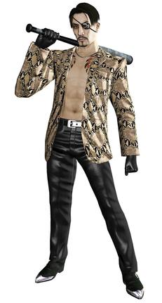 // In case y'all don't know who Majima is. 

This is him and Cerb is wearing his clothing for his Halloween costume