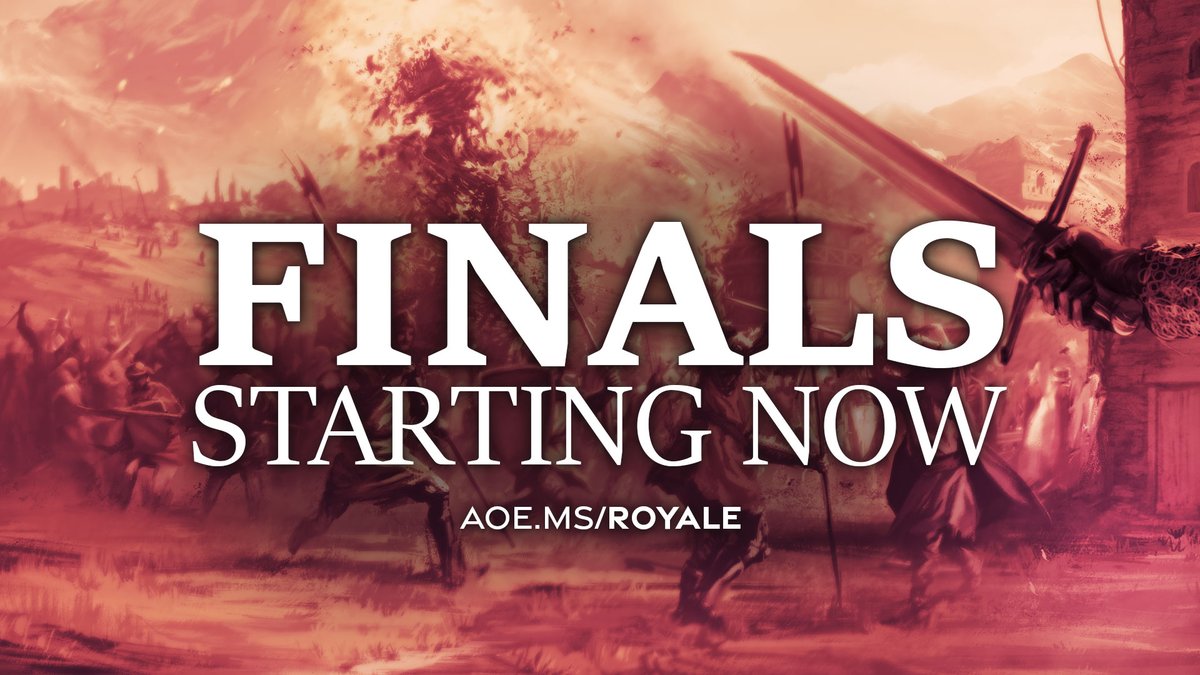 AgeOfEmpires's tweet image. ⚔️ AGE ROYALE FINAL STARTING NOW: #AoEIIDE's $10,000 debut tournament featuring sixteen players and content creators fighting for ultimate glory in the upcoming, brand-new game mode: CATCH THE FINAL HERE: msft.it/6012T75NE