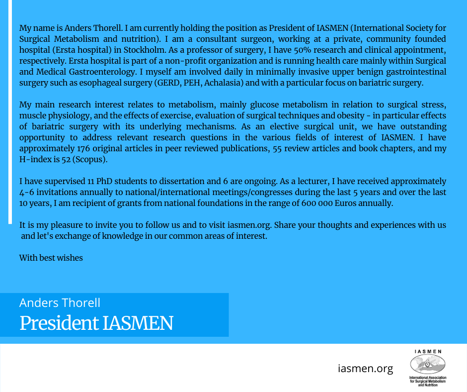 IASMEN_org's tweet photo. ๐ฉWelcome to IASMEN, a global Society devoted to the development of improved nutritional care for surgical patients in all operating specialties โก๏ธ #IASMENSurgery!
visit us @ โถ๏ธ https://t.co/4rKWTHhle3
#SoMe4surgery #Surgery #surgeons #IlooklikeASurgeon #esophagealsurgery https://t.co/S6EurUayQf