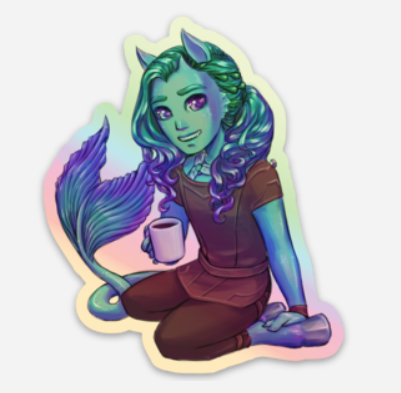 Oh you thought that was all? Surprise! Also available now: the final two holographic stickers! 

These are proof photos &amp; we'll ship them next week. $3 each or all 5 for $12! (Plus that 31% Halloween discount!)

astralore.com/merch

#indiedev | #visualnovel | #Halloween