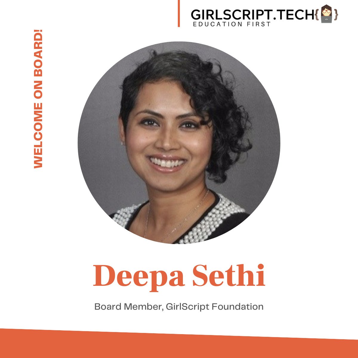 Girlscript1's tweet photo. “Coming together is a beginning. Keeping together is progress. Working together is a success.”

GirlScript Foundation is proud to announce the newest addition to its hardworking team, Ms. Deepa Sethi. 
We hope to have a wonderful and amazing journey moving forward with you. 💯❤ https://t.co/hWzfsdMmdB