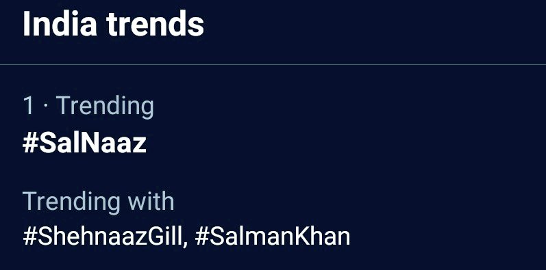 iBeingAman's tweet photo. Wow...Just Only 1 Promo Came Out !

&amp; #SalNaaz Trending at No.1 ✓
This is Insane !! Good Job Guys...
#SalmanKhan #ShehnaazGill https://t.co/rNvaXCaYbB