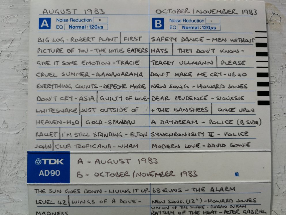 RichardPulsford's tweet photo. This Saturday's mixtape playlist covers singles from August to November 1983. What's your favourite song/memories from this selection?🤔For me it was lovely to be reminded of The Lotus Eaters.😊And I didn't know how to spell Synchronicity😅 #MixtapeSaturday https://t.co/mZVgV51rDc