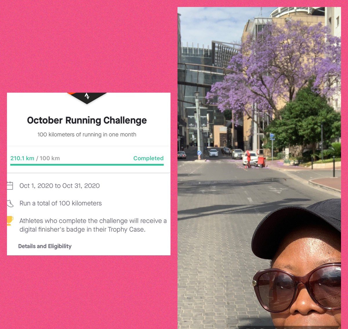 ThandieMwape's tweet photo. Today’s run got us to 210 km this Oct! 🏃🏽‍♀️ 🔥 

#FetchYourBody2020 
#RunningWithTumiSole @RunningWithTum1 @tumisole  🇿🇦 
#runningwithnature  🌱 💦 🌳 🍁 🌍 
#Bakwetu 🇿🇲 🇨🇦 
#ZedRunner https://t.co/ufHMmGHKdm