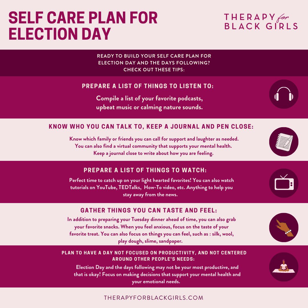 therapy4bgirls's tweet photo. Happy Saturday y’all! This weekend is the perfect time to start planning how you’re going to take care of yourself next week. Here are a few things to help you get started. https://t.co/YwMAKBpaYF