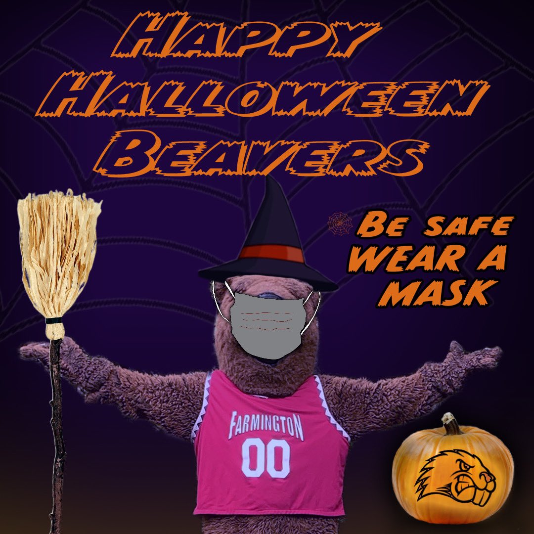 umfwbb's tweet photo. Beaver Nation,  Let’s make it a mask required Halloween.  All costumes, need a mask and even if you choose to go costume free, please wear a mask, stay a broomstick a part, and wash those paws. Please retweet by 9:00 PM for a chance to win a t-shirt. 25 lucky winners. 🎃👻😷 https://t.co/8kj9OUPijK