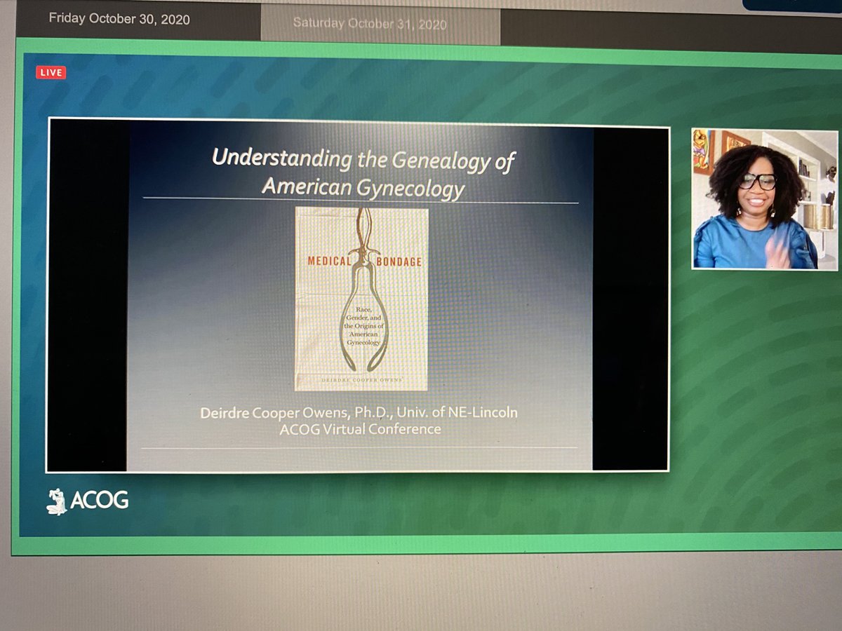 Getting ready for Dr. Deirdre Cooper Owens talking about Amiceran Gynecology and it’s history. #ACOGvirtual20