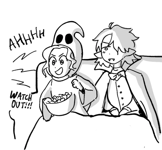 ghoulio and homer enjoying a nice movie 