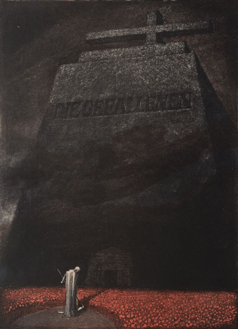 PikeGrey1418's tweet photo. #Halloween: "His Prayer" - The illustration from the Austro-Hungarian magazine "Die Muskete" (21 June 1917) shows the Death bowing his head to the sheer number of fallen in the World War. https://t.co/LYVVJr9eAU