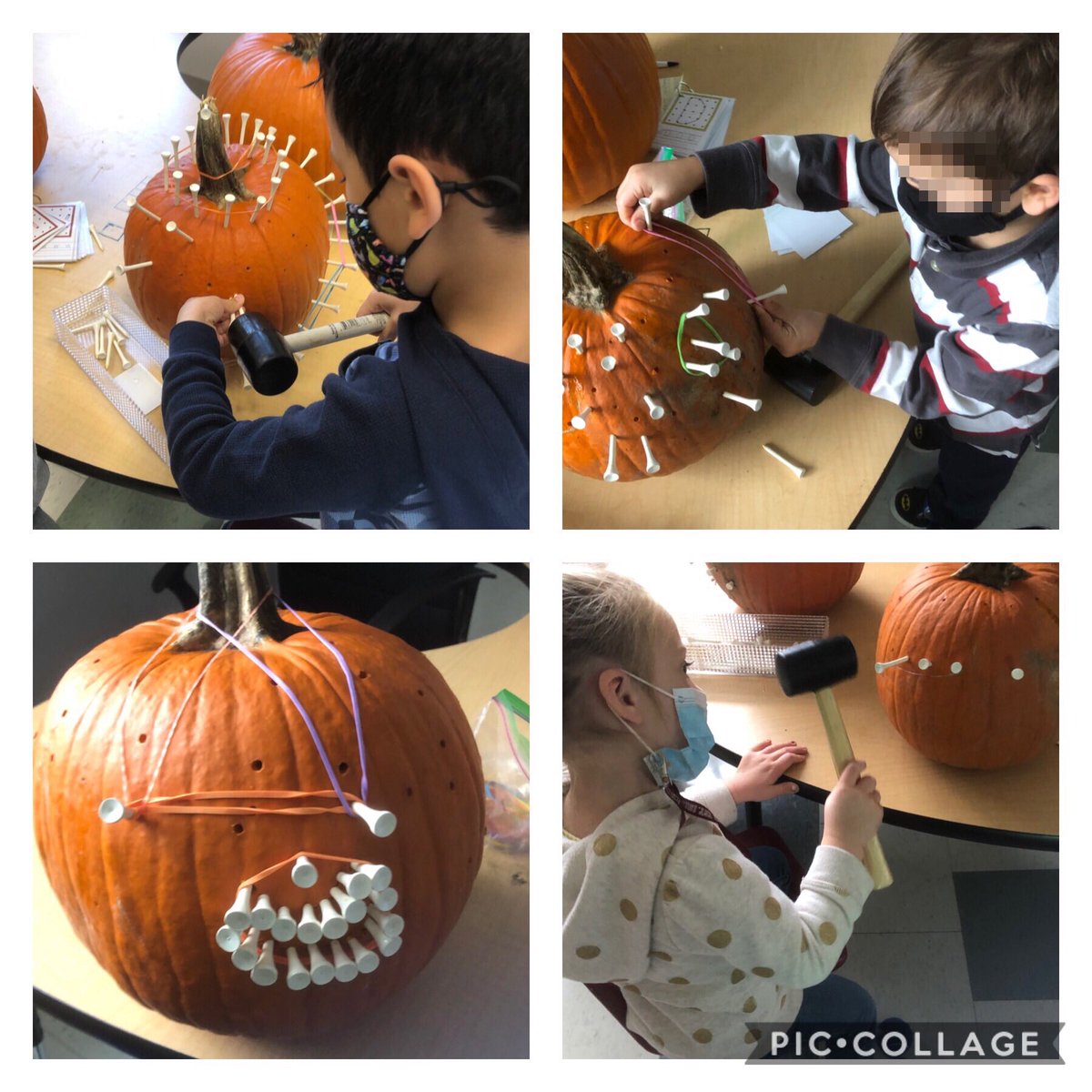 MsClarkSRPS's tweet photo. Pumpkins + Golf Tees + Elastics = A spooky good time! 🎃👻#whatwillyoucreate #lockespride #happyhalloween https://t.co/5OpQKjKJg3