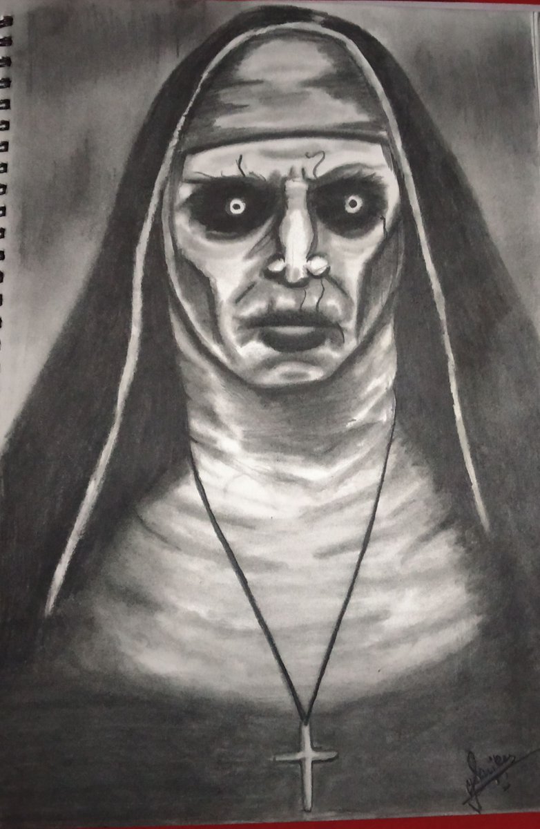 InspireStudio28's tweet photo. #TheNun Valak
#Valak, is the 62nd #spirit listed in #Solomon, according to which he “appeareth like a boy with #angels wings, riding on a two-headed #dragon.” demons..... 
#halloween #halloween2020 #happyhalloween #horror #conjuring #art #scary @bonnieaarons1 #valakdemon #evil https://t.co/3LT33AK8xl