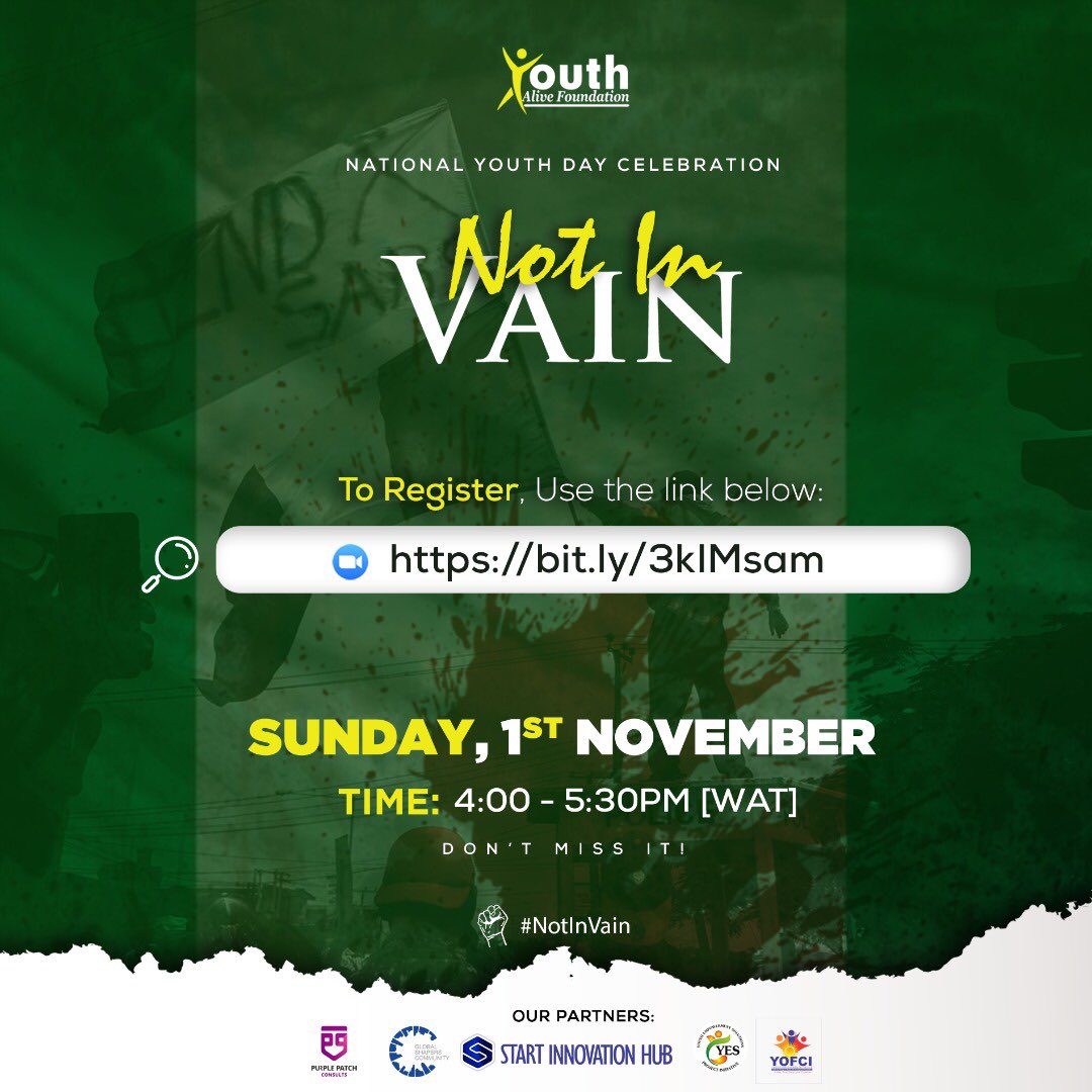 MmantiUmoh's tweet photo. Arise Oh Compatriots. 👊
The labors of our heroes past, shall never be in vain.

We have learned in this season that, to bring about real change, We have to do engage, dialogue and deploy.

Join @HenshawKate @AreaFada1 @okonud for the #NationalYouthDay conversation 

#NotinVain https://t.co/vYT3Dx3bLx