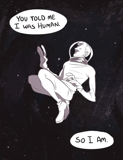 happy halloweeEEeen here's the only spooky comic i've rly ever done (like five years ago??). it's about capitalism and space exploration (cw for body horror / autocannibalism) 
1/3 