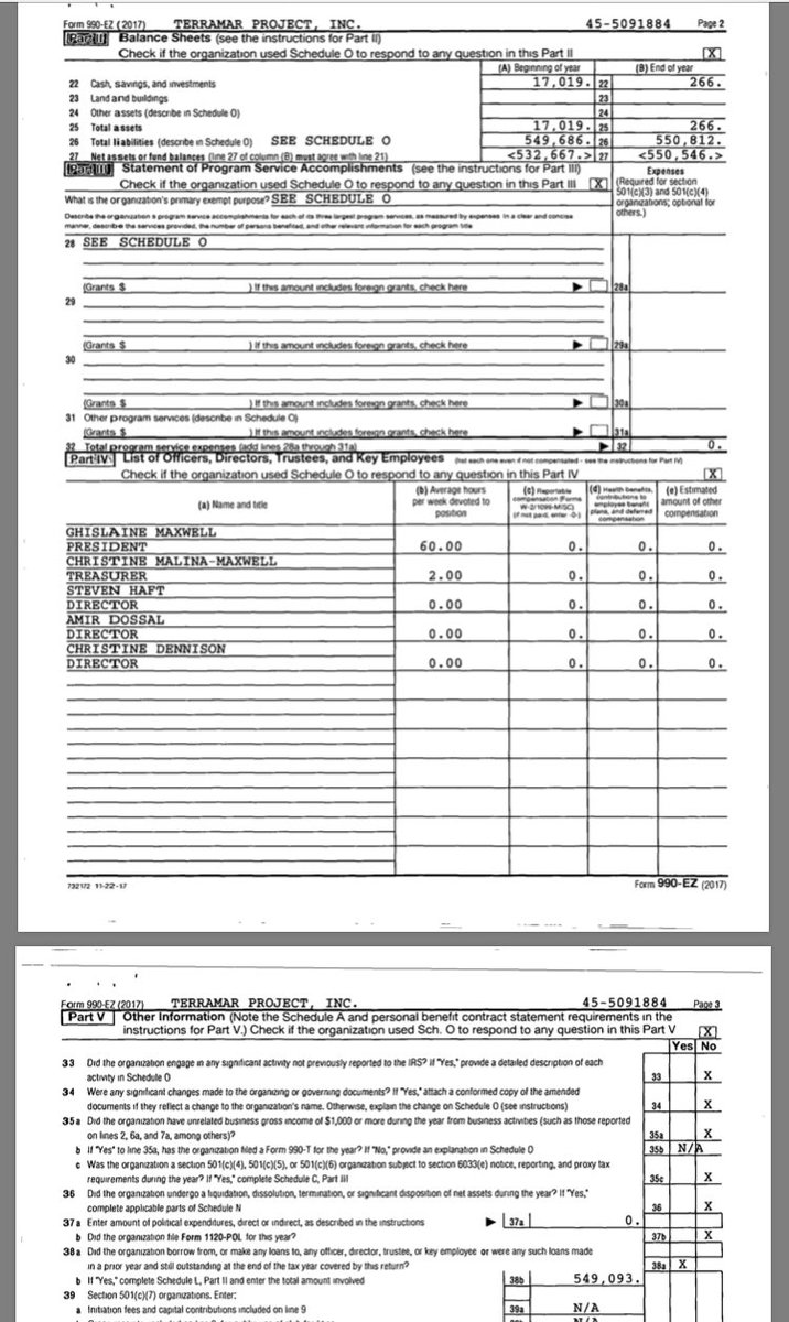 How has there been no journalists to look at the Form 990 tax documents for  #TerraMar to see  #AmirDossal of the  #UN?  #ClintonFoundation funded TerraMar,  #Epstein cofounded  #Clinton Foundation  https://twitter.com/jessematchey/status/1322611948228284418?s=21
