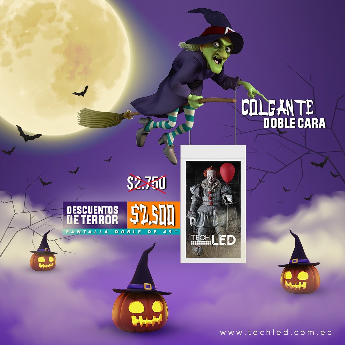 techledsa's tweet photo. 👻😱🎃 La pantalla colgante doble cara funciona perfecto para locales comerciales, cartelera, eventos, empresas, supermarkets y un sin fin de usos más.
🎃 Consultas al
✅ https://t.co/kG1qb36BXL 
📲 (04) 6027690 - 0979746400
#guayaquil #ecuador #descuentosdeterror #haloween https://t.co/aaFGx7AZ6Q