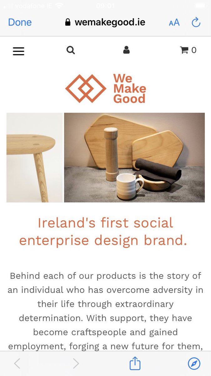 We Make Good is Ireland’s new ethical design brand. Craftspeople from disadvantaged & minority backgrounds come together to create beautiful objects that look great & support traditional Irish crafts from tinsmithing to cabinetry. Visit  http://wemakegood.ie 
