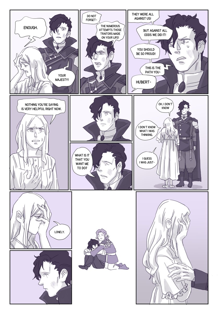 Happy Halloween @LarvaScriptet! You asked for something bittersweet with the theme of Monsters. I chose to do it in a more metaphorical way. Takes place after the Silver Snow route where they both succeeded and Edelgard is stressed out. #EdelbertTrickOrTreat #edelbert [fe3h] 