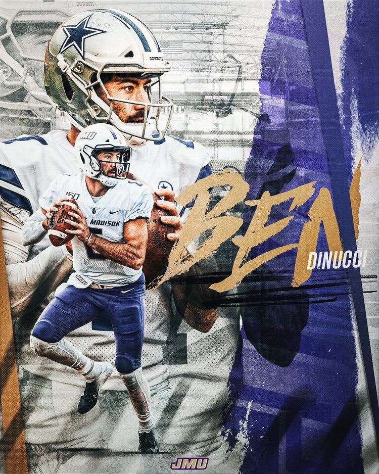 JMUFootball's tweet photo. DiNucci. Primetime.

⏰ 8:20 PM
📺 NBC

#GoDukes #DALvsPHI https://t.co/DRj3gXd6YE