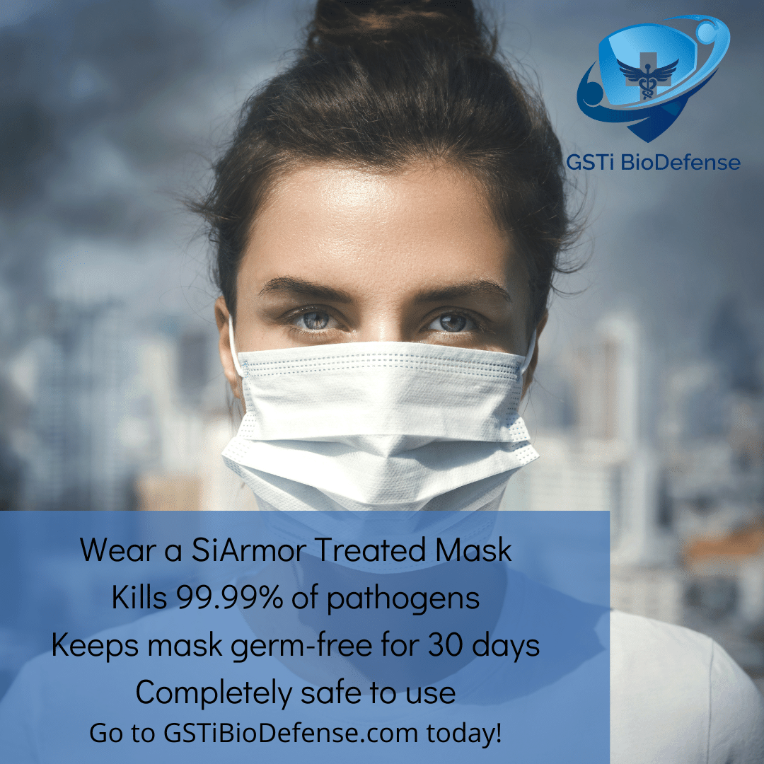 GSTIncorporated's tweet photo. You can wear SiARMOR treated masks to have a smarter protection. Check our new packages at https://t.co/rJByZKJYFe to save money and protect yourself. #GSTi #BioDefense #SiARMOR #HandSmarter #Protect https://t.co/rfuY63vvTw